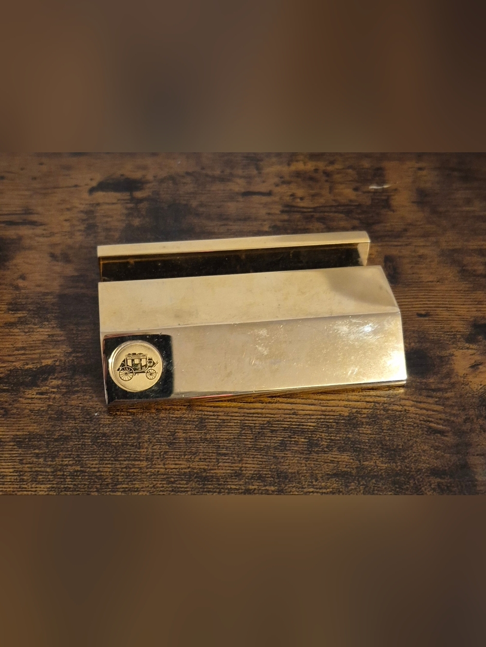 Unique Brass Business Card Holder 
Horse Chariot